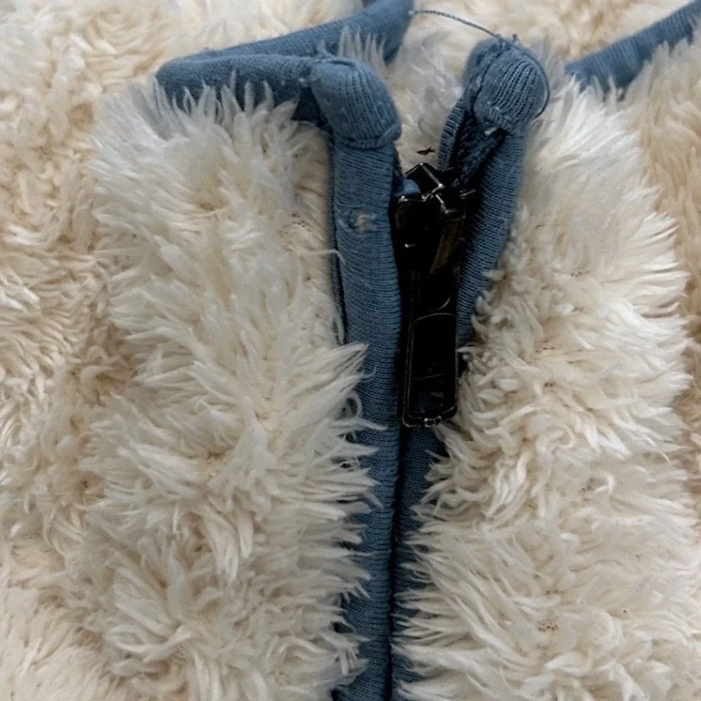 RE-SPUN‎ by Marine Layer Cream Fuzzy Fleece Half Zip Pullover Sweater Small